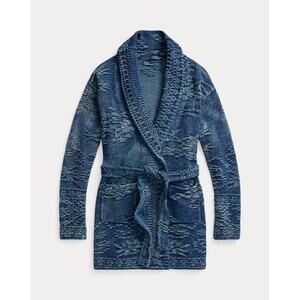 NWOT Polo Ralph Lauren Blue Floral Cotton Shawl-Collar Cardigan Size Large